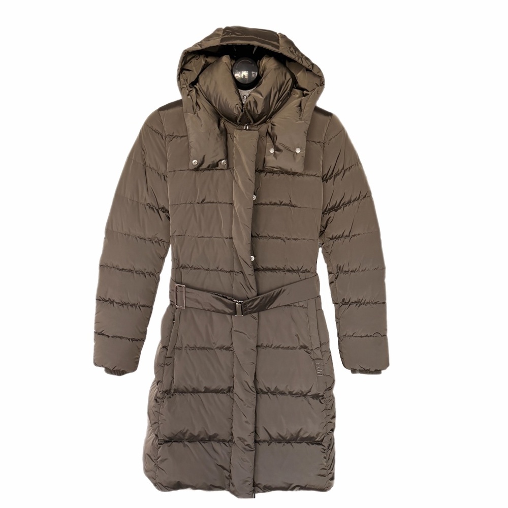 ADD Italy Belted Down Coat – Hooded, Pillow Collar, Size S – NEW / NEVER WORN
